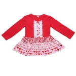 baby girls clothing sets clothe Valentines Holiday pattern clothing hot red long sleeves ruffle tops Bell Pants Clothing Sets