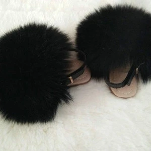 baby infants  fox fur slippers full covered fur