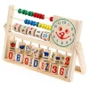 Baby Toy Montessori Wood Color smiling face clock calculation Early Childhood Education Preschool Training Kids Toys