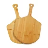 Bamboo Pizza Peel Paddle Serving Platter Tray&Pizza Cutter Set.12-in Pizza Serving&Cutting Board with Guided Grooves
