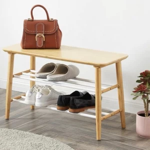 Bamboo Stand Shoe Rack Wooden Footstool 3 Layers Commodity Shelf