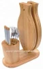 bamboo wooden knife block with cutting board