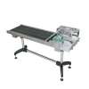 Belt conveyors with speed governing combined with inkjet printers and laser machines