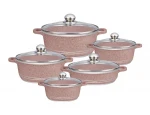 Best Selling Fashion Oval Casserole Non Stick Pan Carved Bottom Cooking Pot Kitchen Marble Coating Nonstick Cookware Sets