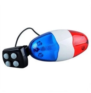 Bike Bicycle Police LED Light + 4 Loud Siren Sound Trumpet Cycling Horn Bell