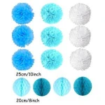 Birthday Christmas Party Hanging Paper Fans Decoration Set with Pumpkin Paper Honeycomb Tissue Paper Pom Poms