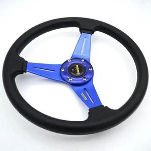 blue car steering wheel