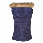 Blue Winter Lightweight Faux Fur Hooded Padding Blue Puffer Vest Custom Womens Women Padded Vest