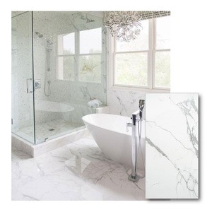 Bolande Mat and glossy full body polished porcelain carrara pure white marble bathroom wall and floor Tile