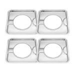 Bright Chrome 4PK Stove Drip Pan Bowl 7.7 inch Square Drip Pan Stove Burner Cooktop Part