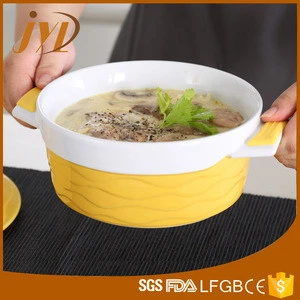 Bulk ceramic yellow cookware casserole hot pot supplier