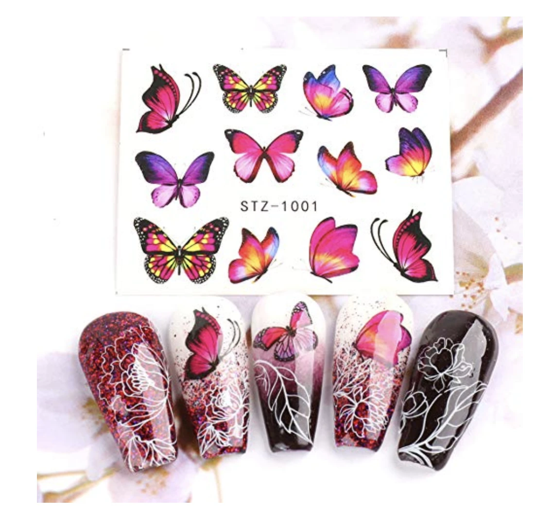 Butterfly nail decals for Nail Art Stickers Water Transfer Decals nail decorations for Nails Supply Watermark DIY
