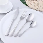 Buyerstar Customized Logo Gold Plated Flatware Knife Spoons and Forks Set Mirror Polish Stainless Steel 304 Flatware Sets
