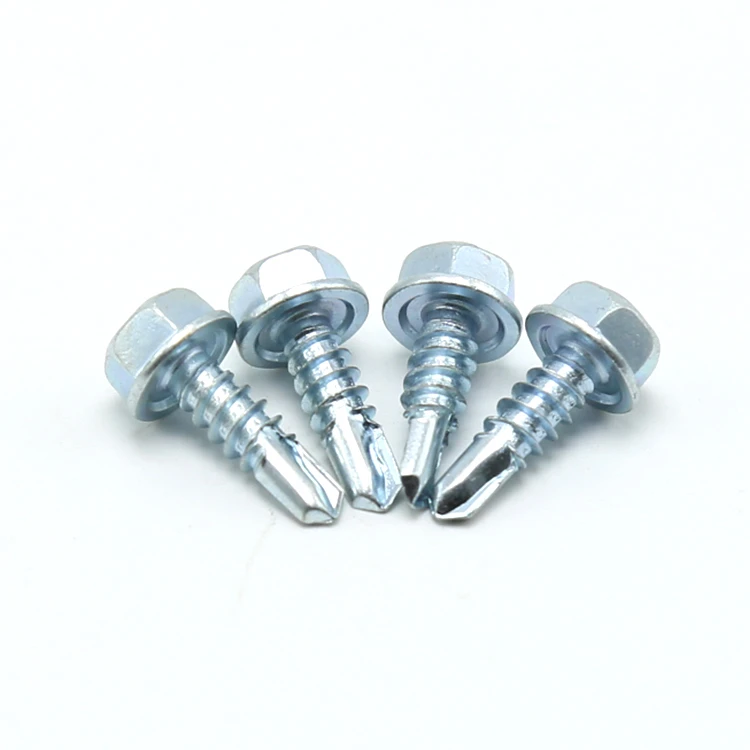 C1022 steel hardened indented hex washer head self drilling screw with zinc plated