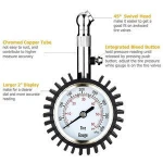 CACACO Short Tire Pressure Gauge 60 PSI Advanced Copper Mechanical Accuracy Large Readable Display For Cars, Trucks, Bikes, Trav