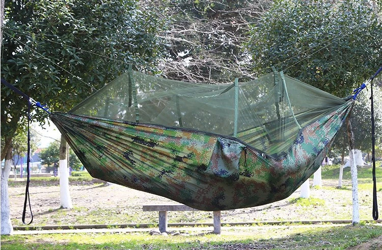 Camouflage Outdoor Ultralight Camping Rainfly Nylon Travel Hammock with Mosquito Net