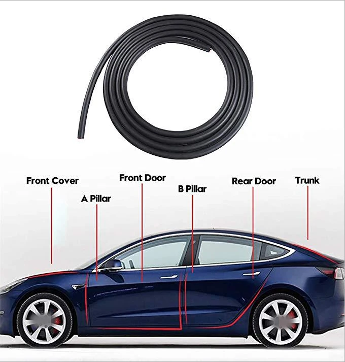 Car Door Seal Strip Anti-Dust Soundproofing Car Rubber Seal For Tesla Model 3