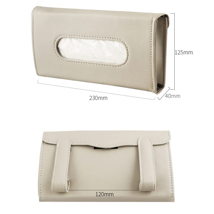 Car Visor Napkin Case Hanging Vehicle Backseat Paper Towel Facial Clip Tissues Box PU Leather Car Tissue Holder