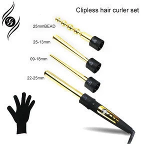 Ceramic Material and LED Temperature Display interchangeable wand hair curler