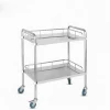 Cheap Hospital Furniture Stainless Steel Mobile Operating Instrument Trolley Medical Surgical Cart with two shelves for hospital