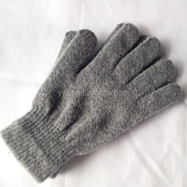 Cheap New Fashion Solid Color Custom Promotion Winter Knit Soft Stretch Mittens Grey Thick Warm Acrylic Wool Gloves for Men