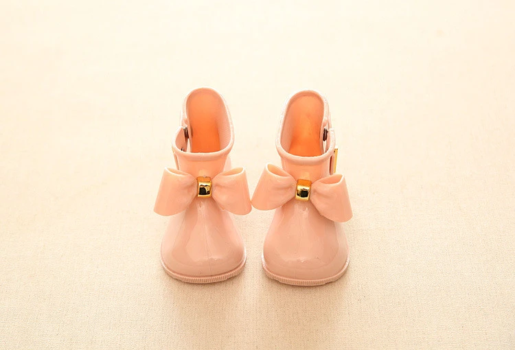 Children bowknot Jelly shoes Baby PVC cute rain boots girls anti-slip water shoes