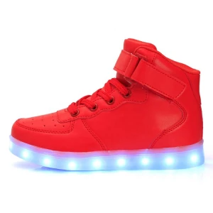 Childrens sports LED lighting leisure shoes mesh breathable lace LED shoes
