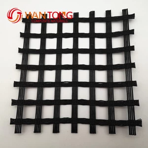 China Manufacturer Biaxial Polyester pet geogrid 120kn Warp Knitted Reinforcement Geogrids