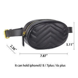 China supplier custom black leather belt bag fanny pack ladies waist bag purse