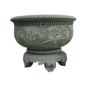Chinese Style Antique Natural Granite Stone Bonsai Bowl Garden Landscape Stone Flower Planter Penjing Art Stone Pot