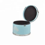 Chinese style handcrafted cylindric leather gift box with embroidery craft makeup organizer and jewelry storage box