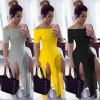 Clothing vendors 2020 New One-Shoulder Loose Slit Long Dress