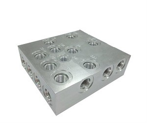 CNC machining high precision machinery air manifold block, auto hydraulic valve