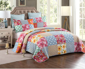Colorful durable quilt four seasons patchwork quilted  bedspread