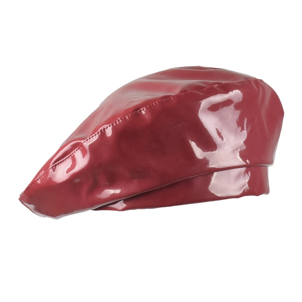 Colourful Patent Leather Woman Beanie Caps Beret Hat