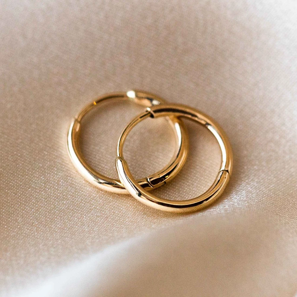 Commuting Style Simple Gold Plated Hoop Earrings 316L Round Circle Womens Ear Ring Factory Price