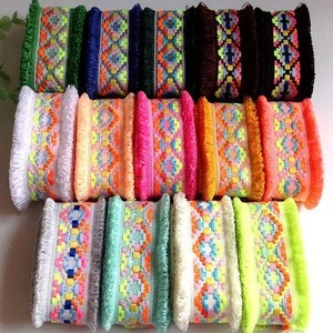 COOMAMUU 3meters/lot Braid Tassel Trim Ethnic Decorative Ribbons for Sewing Garment Bag Hat Webbing Fringe Width 4.5cm