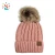 Import Cotton wool comfortable deep blue beanies with custom embroidery label knit muts own knit winter hat men pompom beanie from China