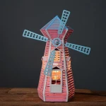 Creative Iron Hollow Windmill Lamp Indoor Lighting Table Lamp Home Decoration Handicrafts