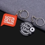 Custom design PVC Letter key chain ring soft 2D rubber PVC key chain  black and white oval english letter PVC key rings