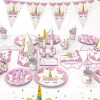 Custom Kids Unicorn Party Tableware Sets Disposable Wholesale Birthday Party Supplies