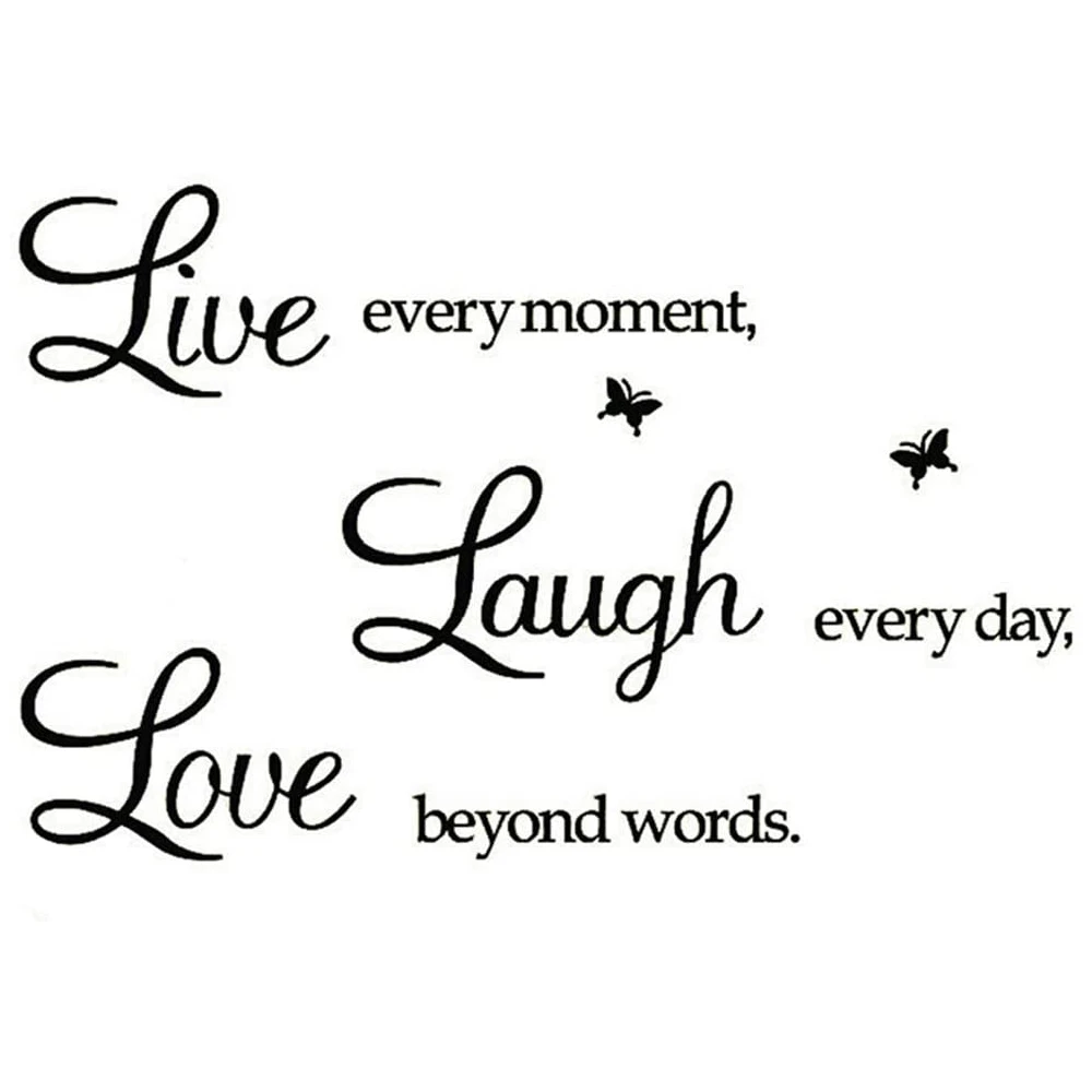 Custom Live Every Moment Laugh Every Day Love Words Wall Sticker Motivational Wall Decals Family Wall Stickers Quotes