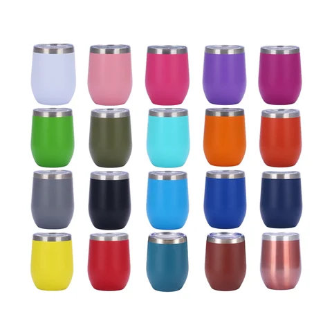 Buy Custom Logo Powder Coated Unbreakable 12oz Stainless Steel Wine ...