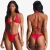 Import custom logo women halter lace-up triangle   solid pattern breast pad bathing suits beachwear swimsuit bikini set from China