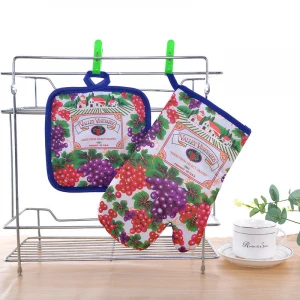 Custom Oven Mitt Tea Towel Pot Holder 3pcs Kitchen Sets With Logo Customized