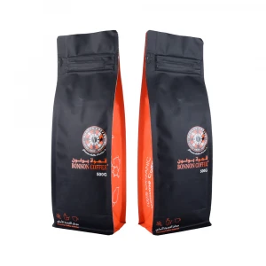 Custom Printed Plastic Black Matte Ziplock Packaging Coffee Bag