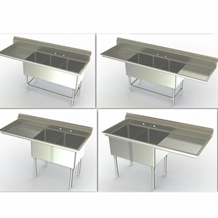 Custom size 201/304/316 stainless steel commercial 3 bowl kitchen sink