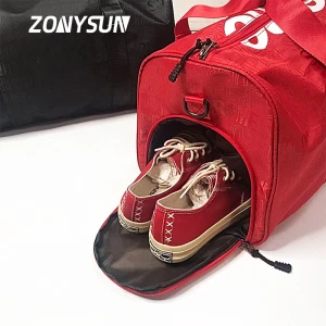 Custom Sports Travel Waterproof Foldable Handbags Men Women Gym Outdoor Lightweight Luggage Duffle Bag With Shoe Compartment