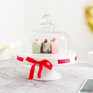 Custom wholesale ceramic wedding birthday party ribbon decoration round cake stand cake tools