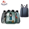Customized designer cartoon kids backpack black printed child school bag